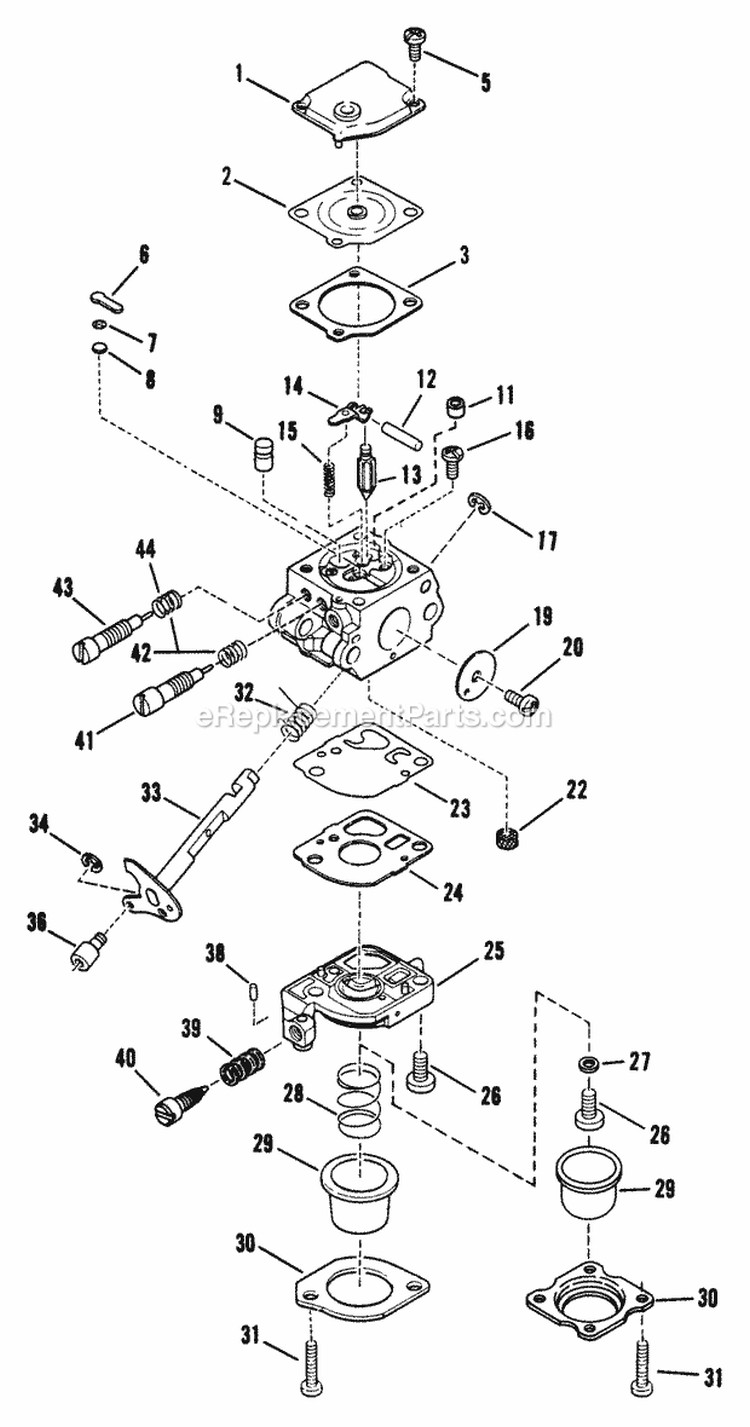 Carburetor Parts (Walbro) Diagram and Parts List for 215SST  Snapper Trimmer