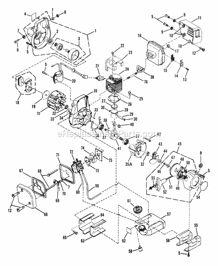 General Assembly Diagram and Parts List for 215SST  Snapper Trimmer