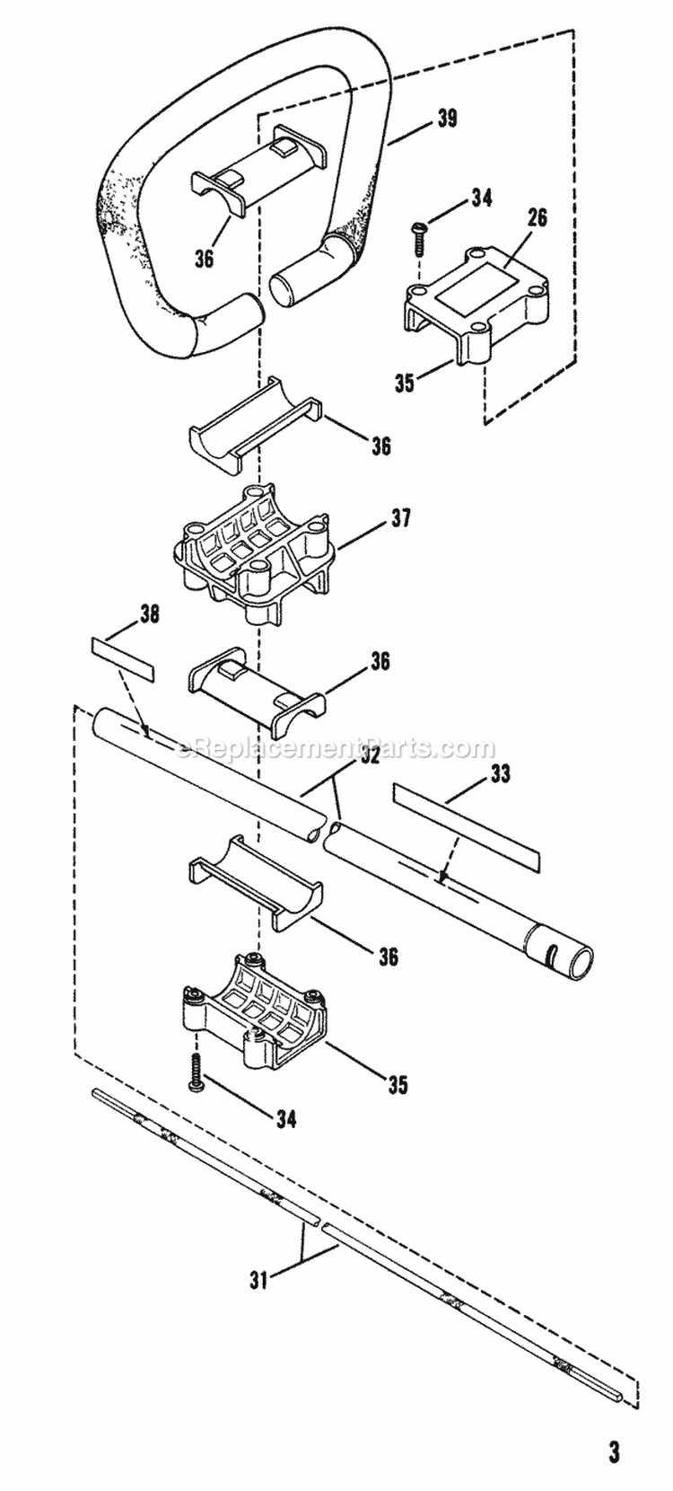 Handle Assembly Diagram and Parts List for 215SST  Snapper Trimmer