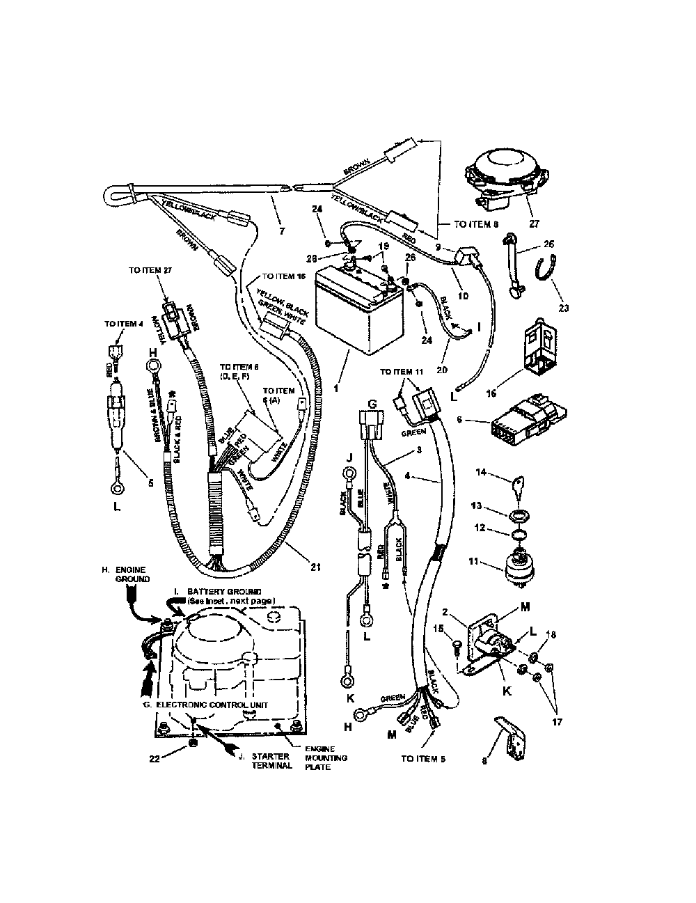 Electrical systems Diagram and Parts List for 85623  Snapper Lawn Mower