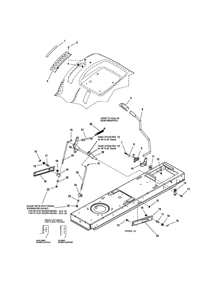 Lift-Manual Diagram and Parts List for ELT2044 2690594 Snapper Lawn Tractor