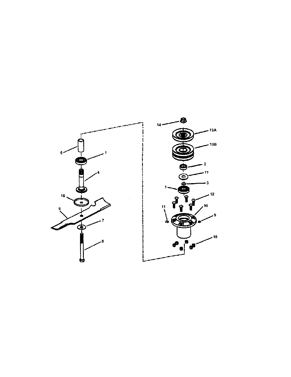 48" deck spindle (series h) Diagram and Parts List for WLT160H42HBV2  Snapper Lawn Tractor