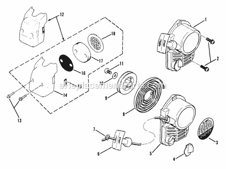 240Ss Recoil Starter AssmY And Air Cleaner AssmY Diagram and Parts List for 240SS  Snapper Trimmer