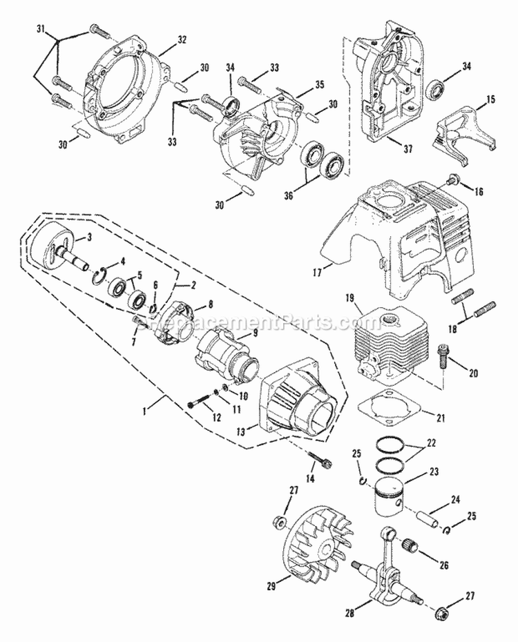 2450RT Clutch Assmy And Piston Assmy Diagram and Parts List for 2450  Snapper Trimmer