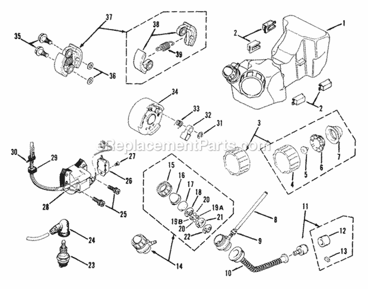 2450RT Fuel Tank And Rotor Diagram and Parts List for 2450  Snapper Trimmer