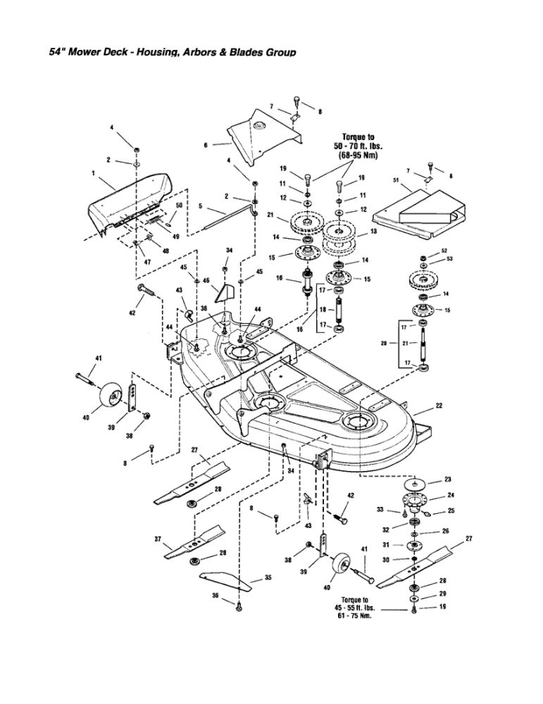 Housing/Arbors/Blades Diagram and Parts List for GT23540 1694621 Snapper Lawn Tractor
