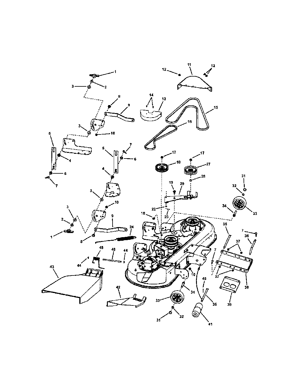 46" mower deck Diagram and Parts List for CLT24520  Snapper Lawn Tractor