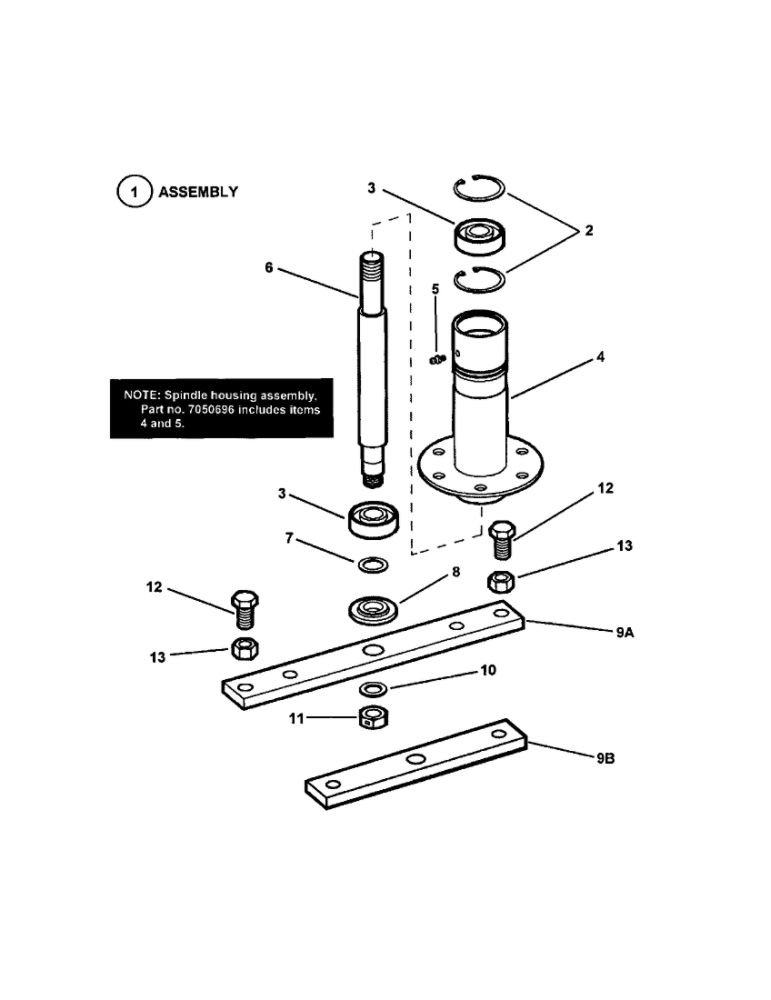Spindle Diagram and Parts List for 2812523BVE 7800104 Snapper Lawn Mower