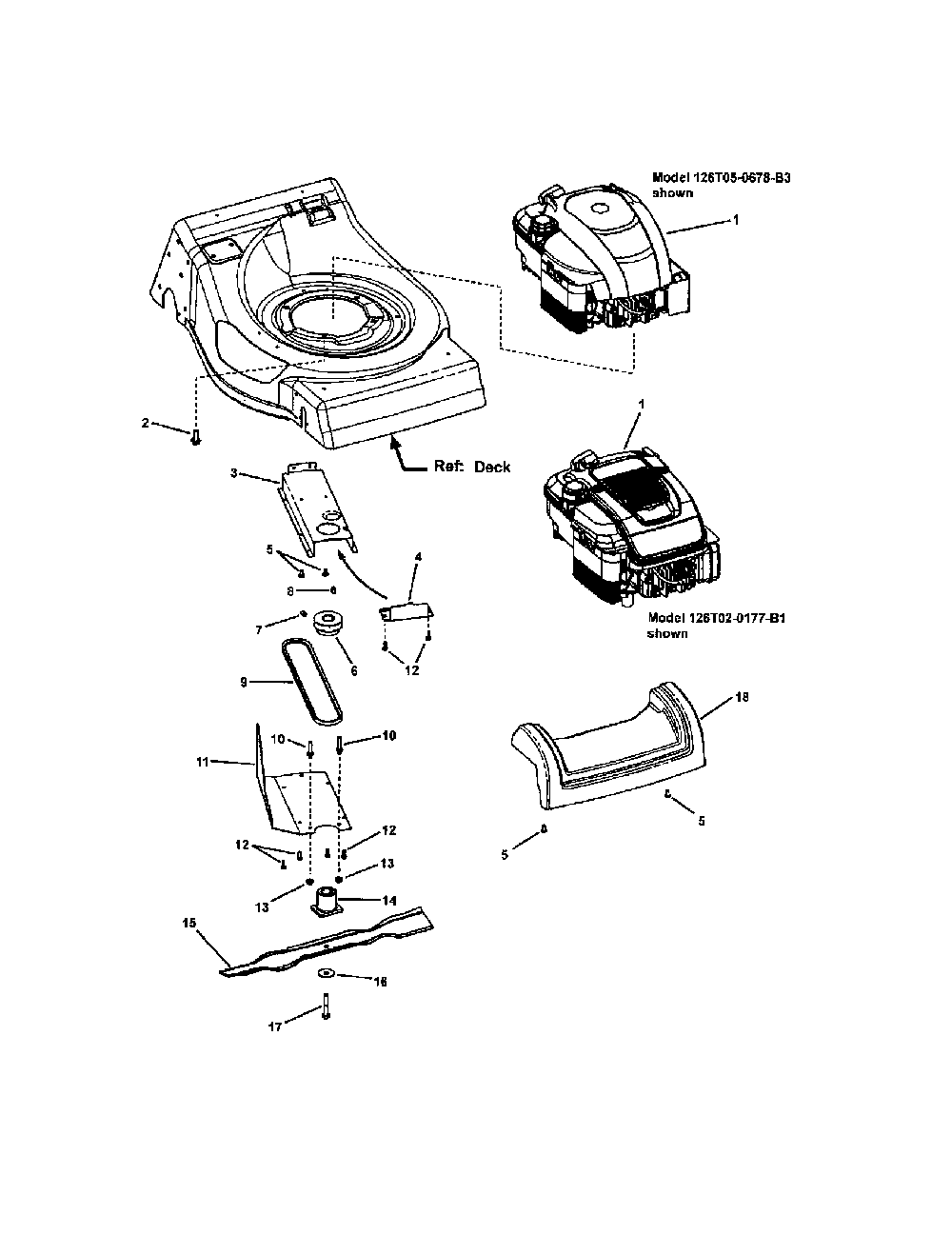Engine & blade Diagram and Parts List for 13037123  Snapper Lawn Mower