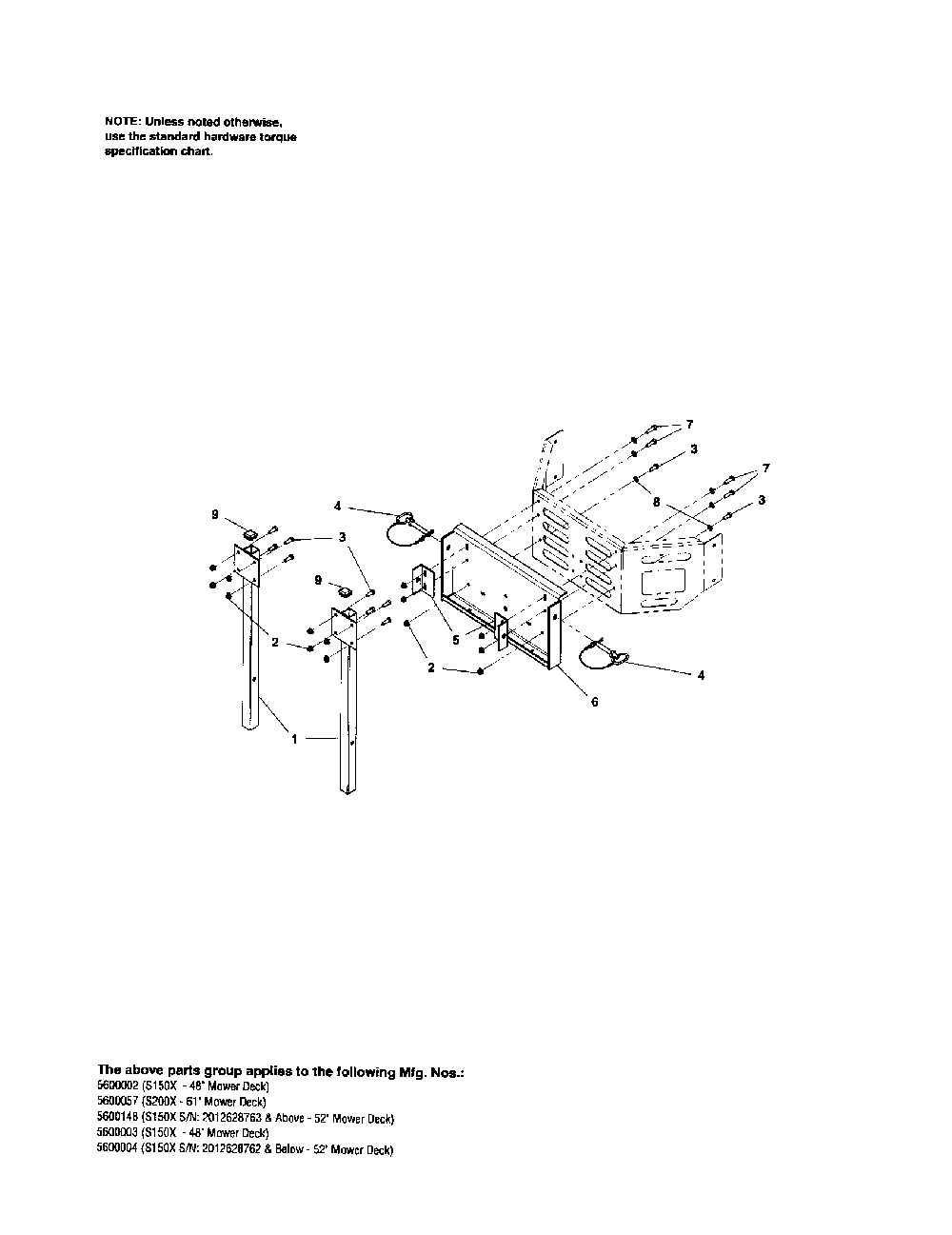 Bagger mount Diagram and Parts List for 5600003  Snapper Leaf Blower / Vacuum