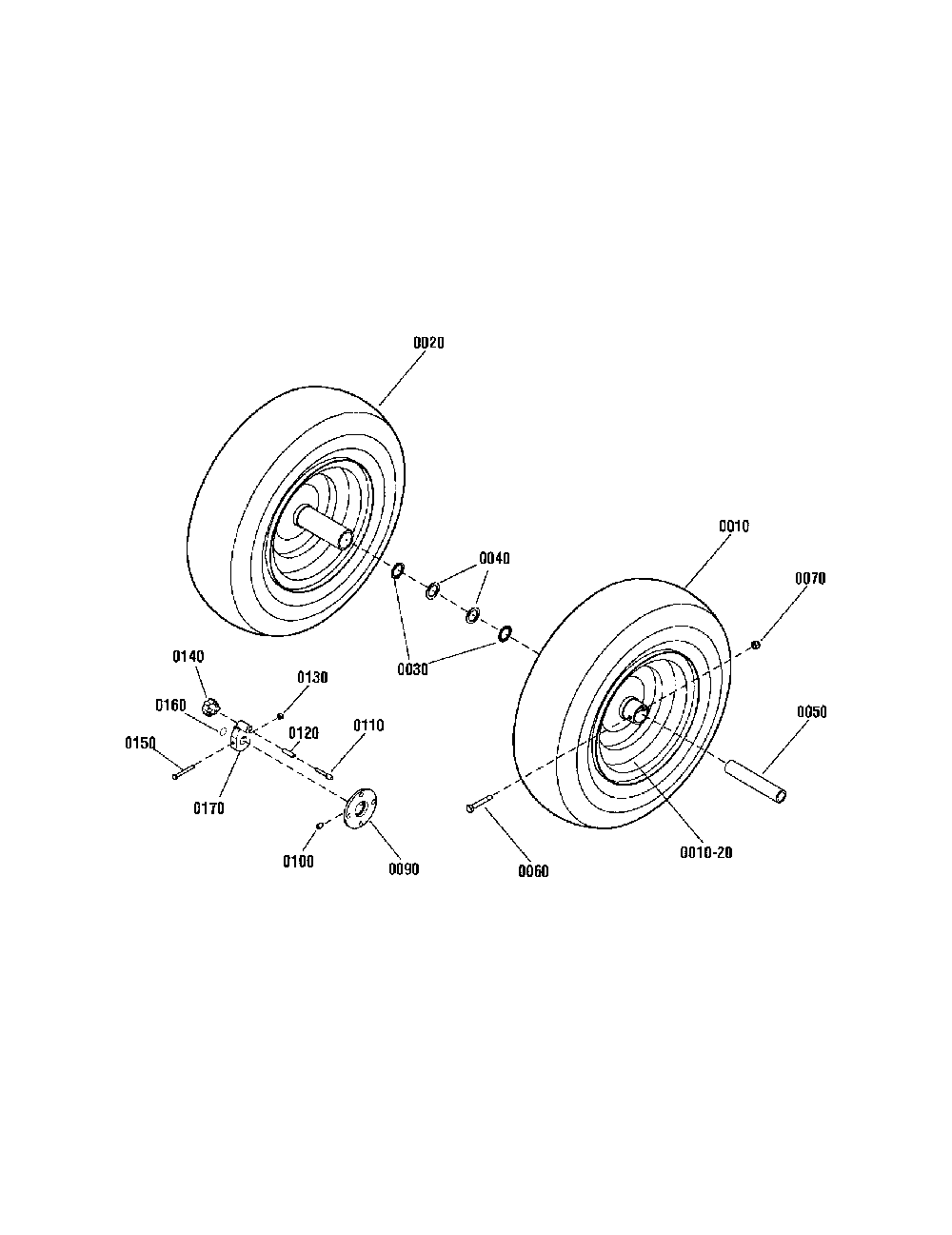 Wheels Diagram and Parts List for 130887660  Snapper Snow Blower