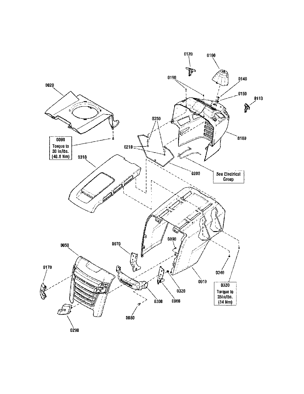 Hood/grille/dash Diagram and Parts List for 280120  Snapper Lawn Tractor