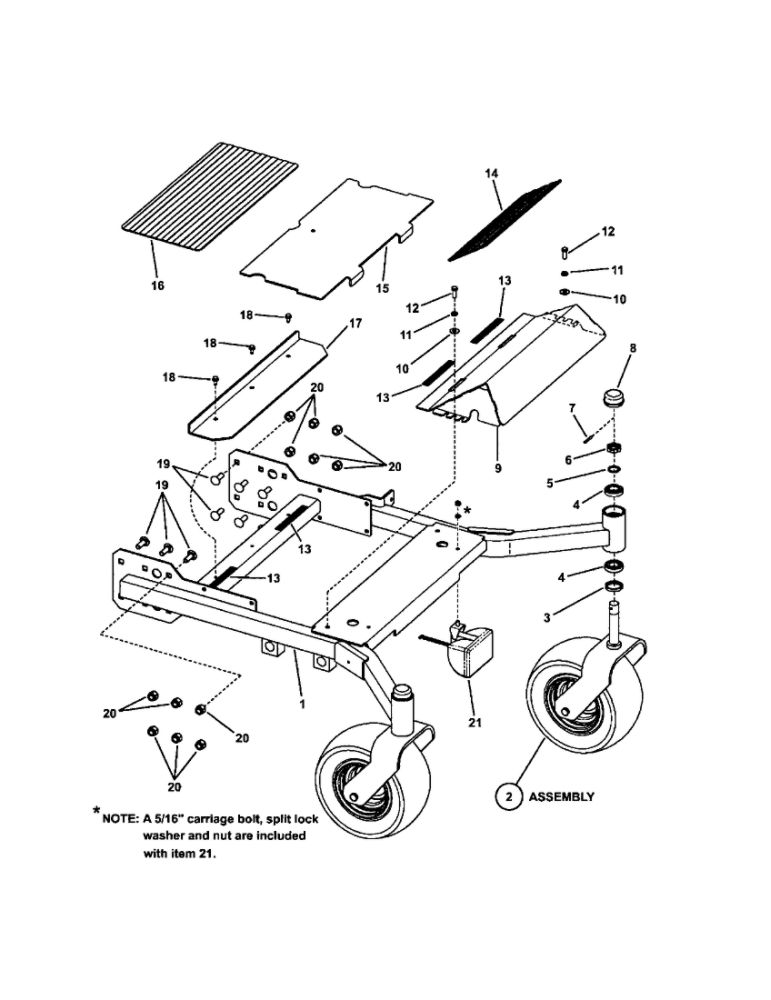 Front Chassis (Frame) Diagram and Parts List for NZMX32734BV  Snapper Lawn Mower