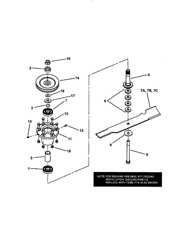 Cutter Housing Diagram and Parts List for SPA521 SERIES 3 Snapper Lawn Mower