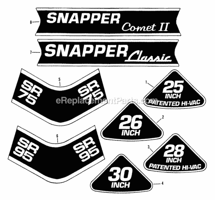 Decals (Part 1) Diagram and Parts List for 280810T  Snapper Lawn Tractor