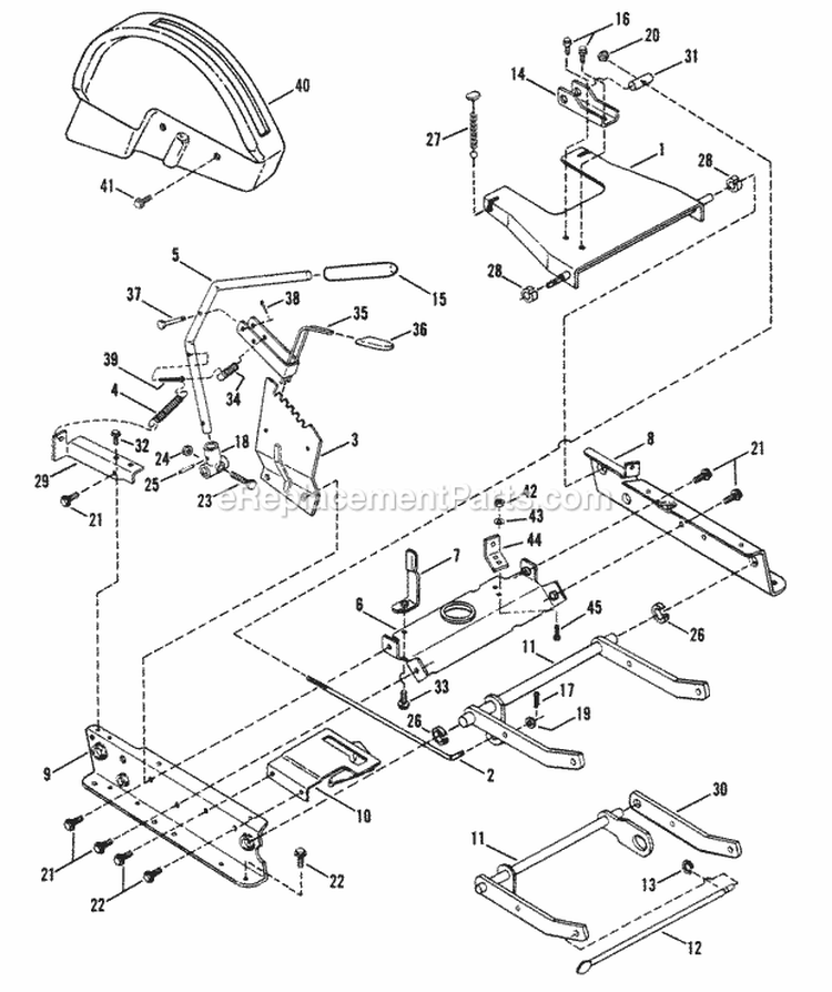 Rails Lift Arms Cam Lift Diagram and Parts List for 280812BE  Snapper Lawn Tractor