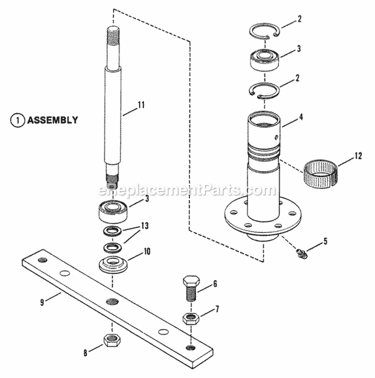 Spindle Diagram and Parts List for 280812BE  Snapper Lawn Tractor