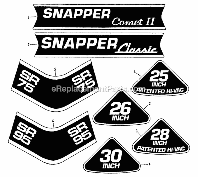 Decals (Part 1) Diagram and Parts List for 280812BE  Snapper Lawn Tractor