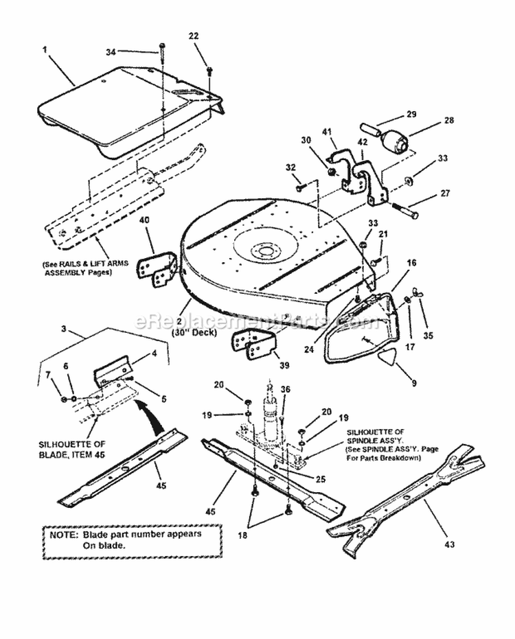 Cutting Deck Deflector - 30 Diagram and Parts List for 301320BE  Snapper Lawn Tractor
