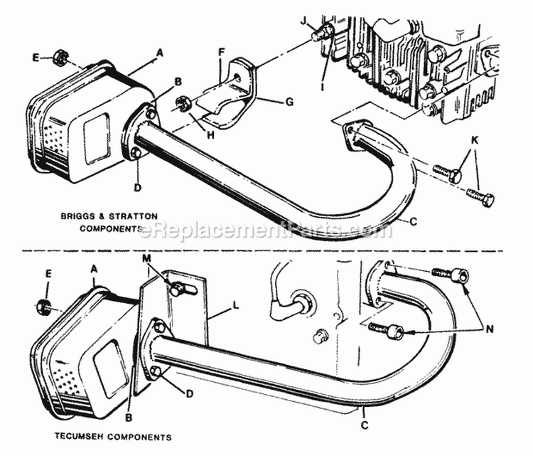Exhaust - 8Hp Engines Diagram and Parts List for 26083S  Snapper Lawn Tractor