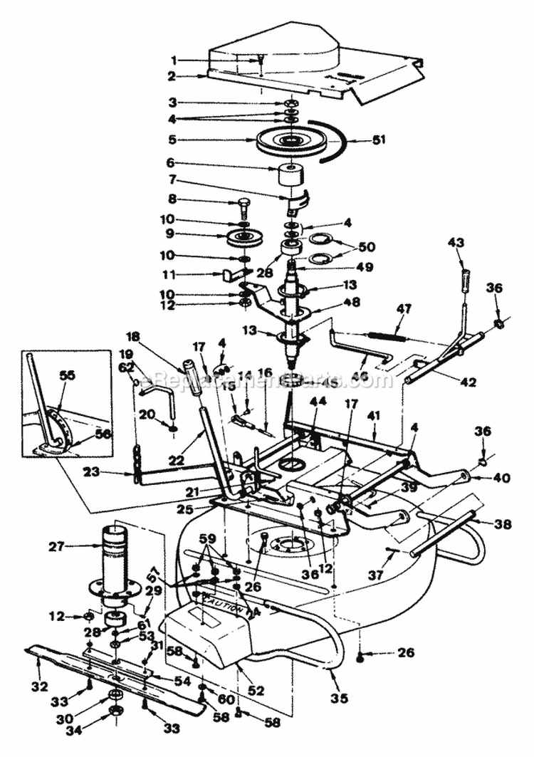 Spindle Cutter Unit And Lift 26 30 Snapper Comet Diagram and Parts List for 268XS 86698 Snapper Lawn Tractor