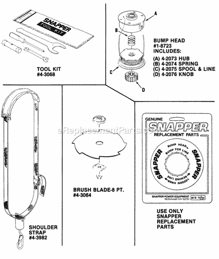310 Accessories Diagram and Parts List for 310  Snapper Trimmer