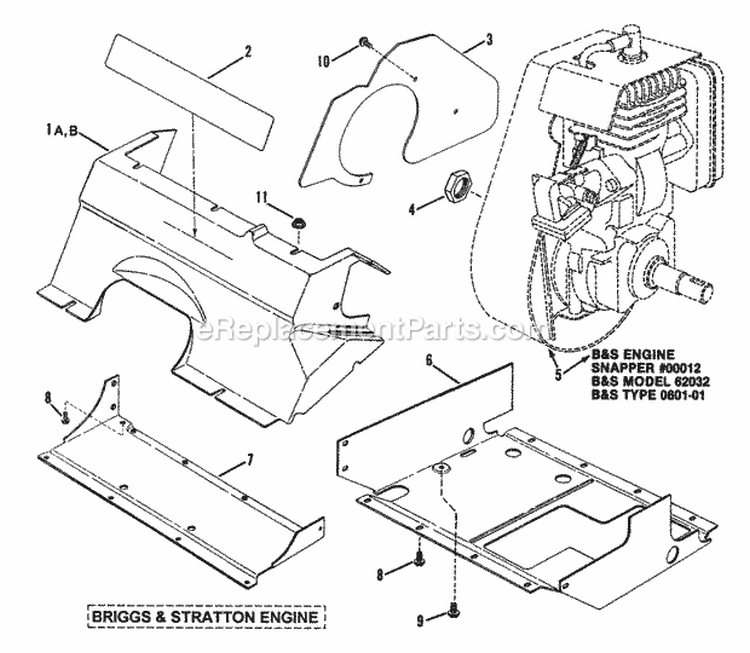 Engine Covers (Briggs  Stratton Engine) Diagram and Parts List for 32001SSST  Snapper Snow Blower