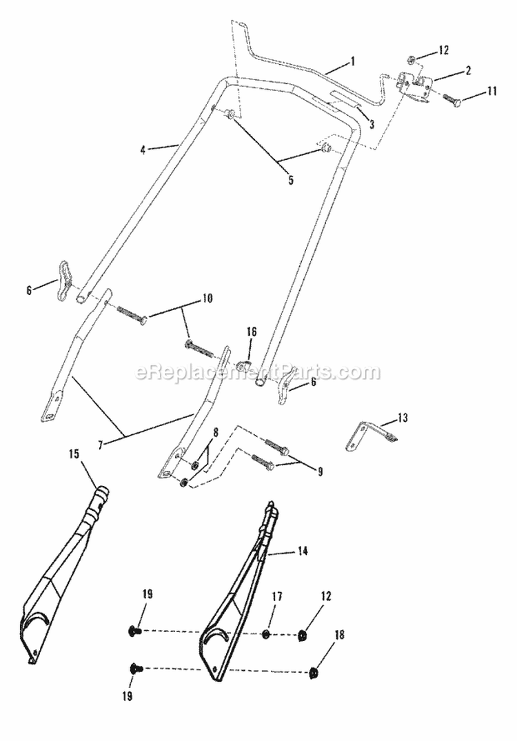 Handles Blade Control Diagram and Parts List for 32001SSST  Snapper Snow Blower