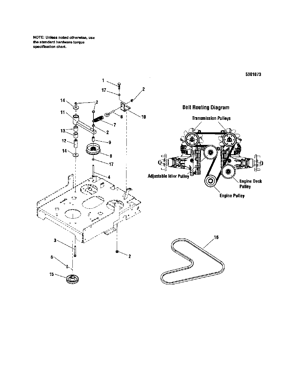 Pump drive Diagram and Parts List for 5900702  Snapper Lawn Mower