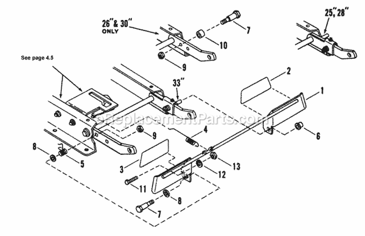 Blade Stop Pedals Diagram and Parts List for 26063  Snapper Lawn Tractor