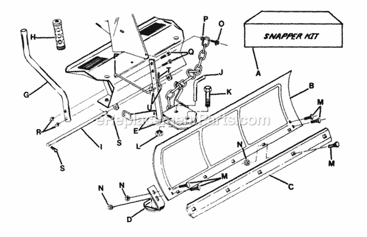 SnowDozer Plow Accessory Diagram and Parts List for 26063  Snapper Lawn Tractor