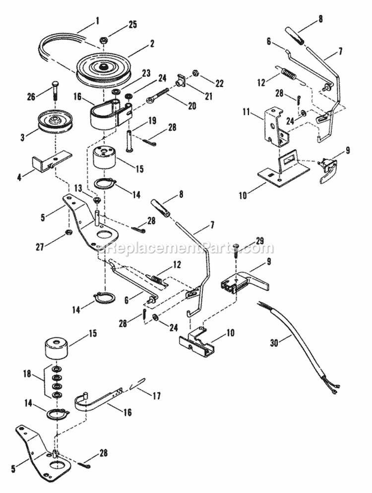 Belts Brakes Interlocks (Abs) Diagram and Parts List for 26063  Snapper Lawn Tractor