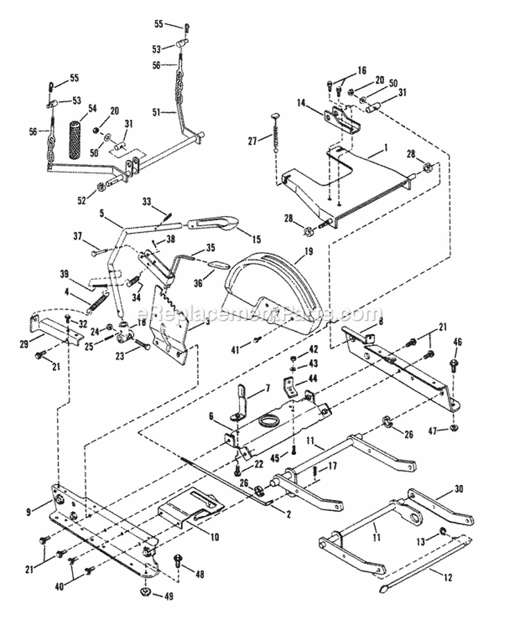 Rails Lift Arms Cam Lift Diagram and Parts List for 280914BE  Snapper Lawn Tractor