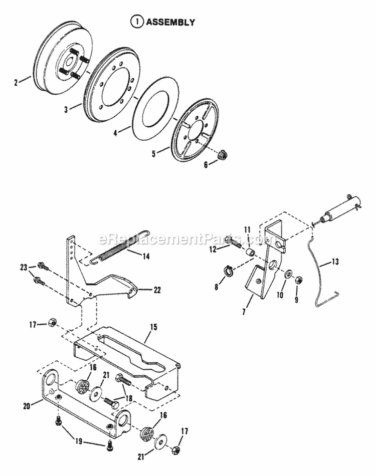 Smooth Clutch Assembly Diagram and Parts List for 280914BE  Snapper Lawn Tractor