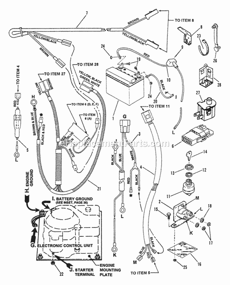 Electrical Systems (For 14Hp Kohler) Diagram and Parts List for 331415BVE  Snapper Lawn Tractor