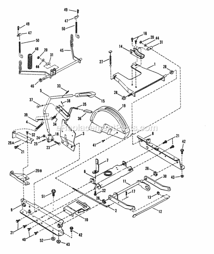Rail Lift Arm Cam Lift Diagram and Parts List for 300915BE  Snapper Lawn Tractor