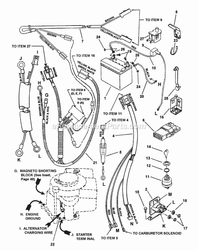 Electrical Systems (For 14 Hp Briggs) Diagram and Parts List for 331416BVE  Snapper Lawn Tractor