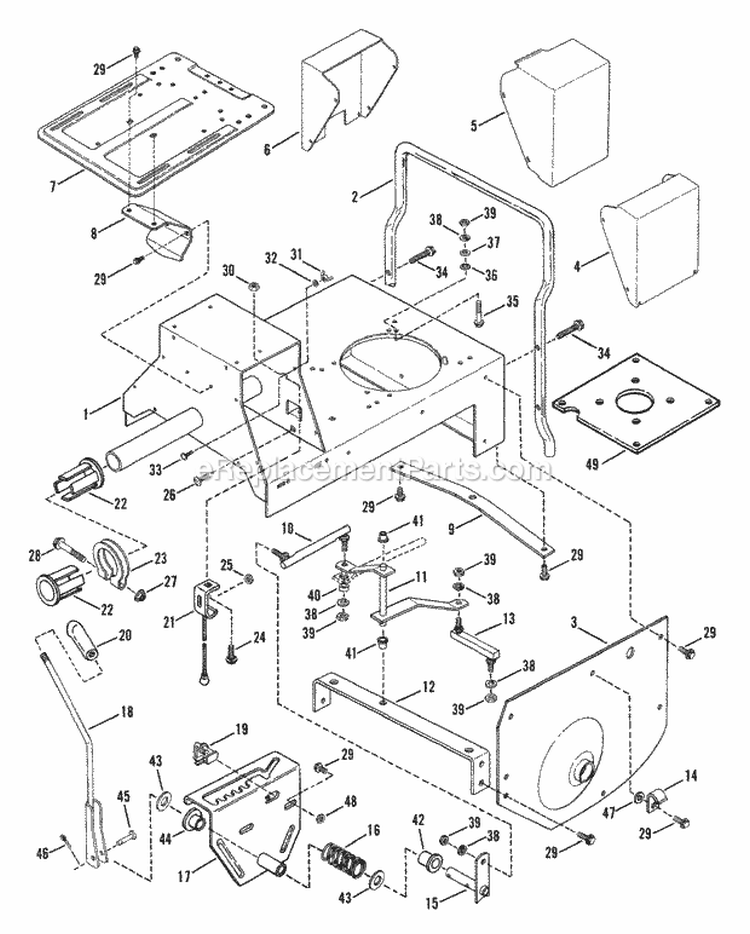 Main Case Diagram and Parts List for 25657BE  Snapper Lawn Tractor