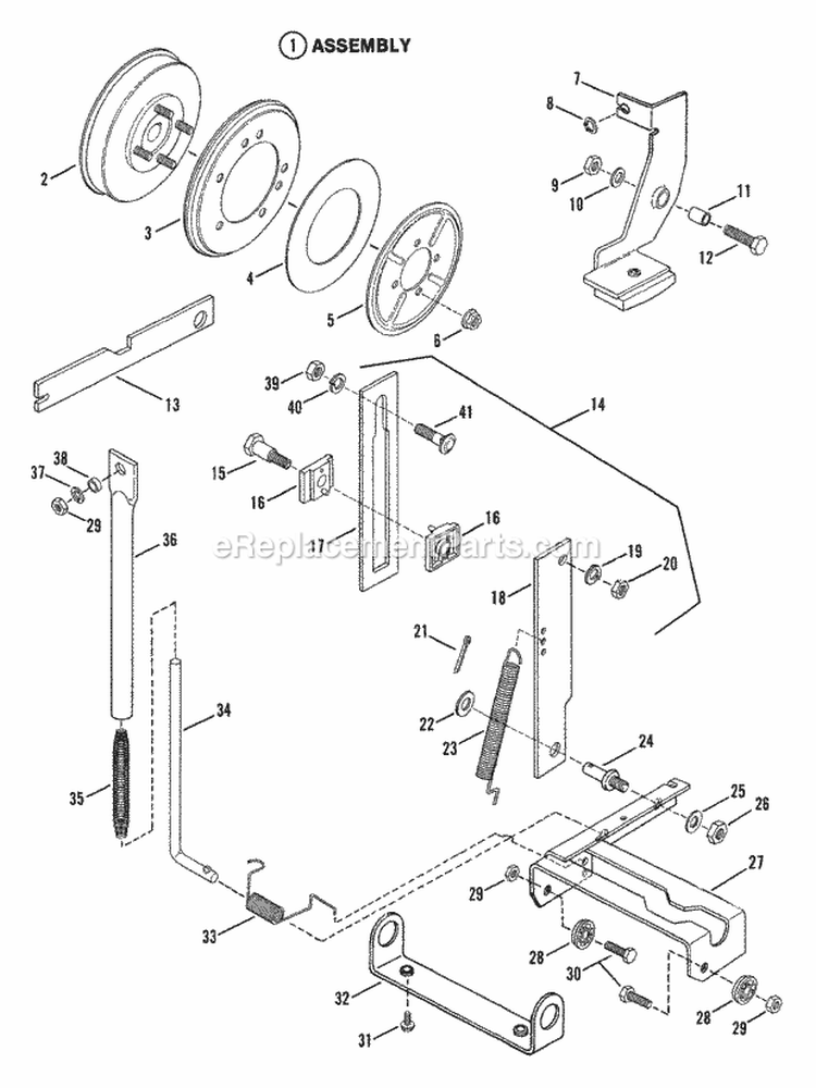 Smooth Clutch Assembly Diagram and Parts List for 25657BE  Snapper Lawn Tractor