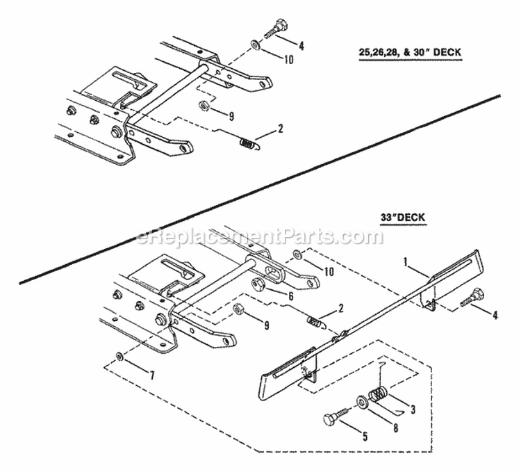 Blade Stop Pedals Diagram and Parts List for 25657BE  Snapper Lawn Tractor