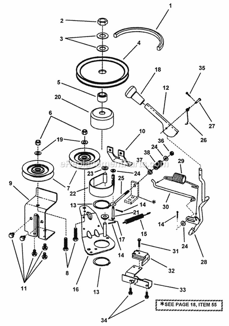 Belts Brakes Interlock Diagram and Parts List for 281320BE  Snapper Lawn Tractor