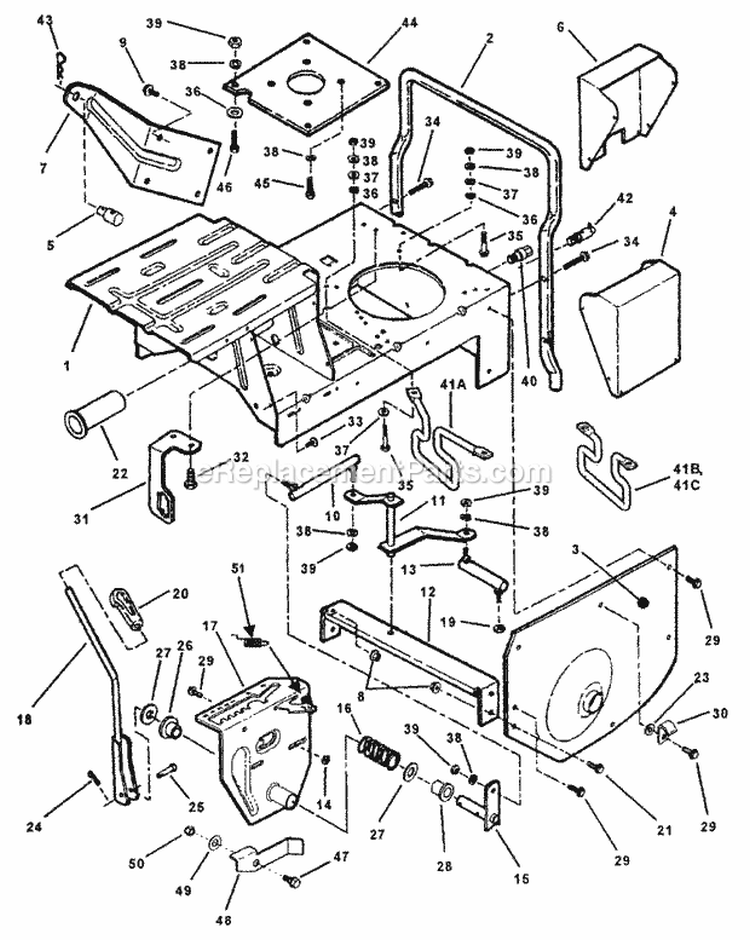 Main Case Diagram and Parts List for 281320BE  Snapper Lawn Tractor
