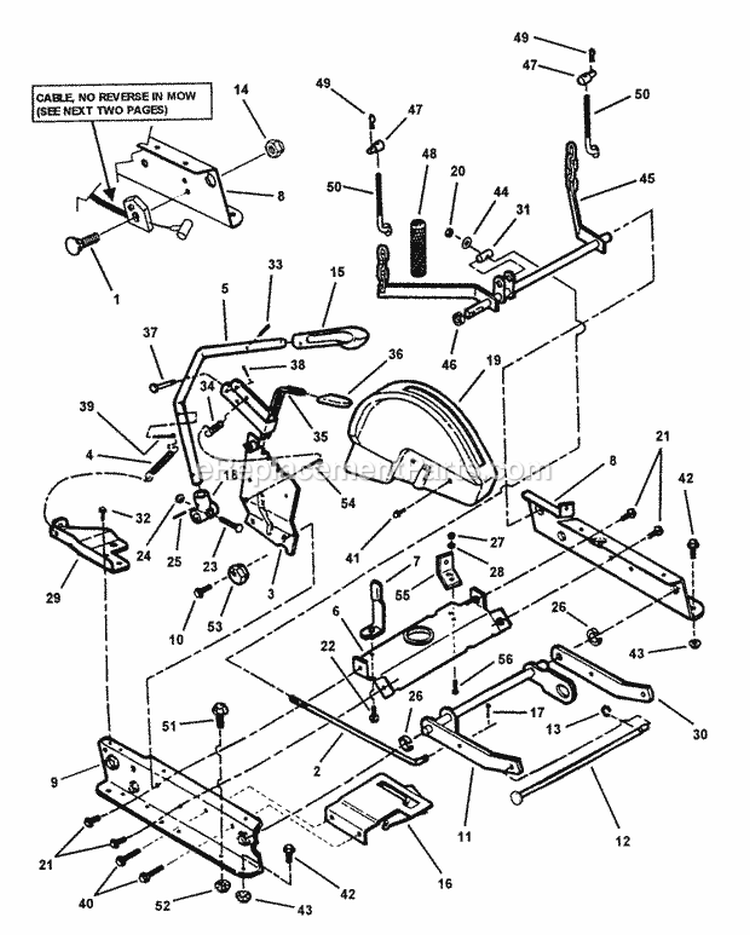 Rails Lift Arms Cam Lift Diagram and Parts List for 281320BE  Snapper Lawn Tractor