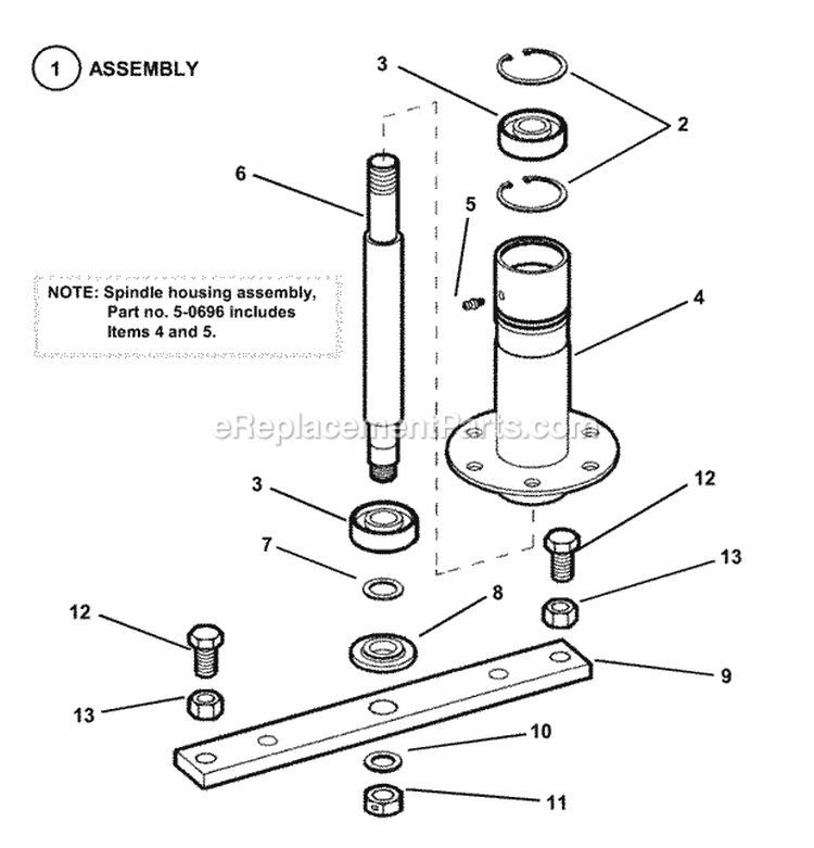 Spindle Diagram and Parts List for 281320BE  Snapper Lawn Tractor