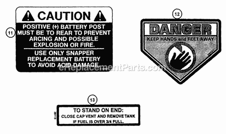 Decals (Part 2) Diagram and Parts List for 281320BE  Snapper Lawn Tractor