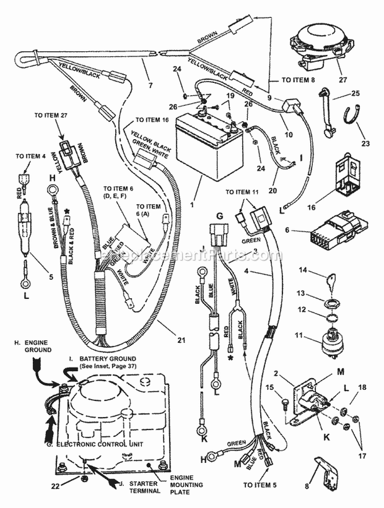 Electrical Systems (For 15 Hp Kohler) Diagram and Parts List for 331522KVE 84677 Snapper Lawn Tractor