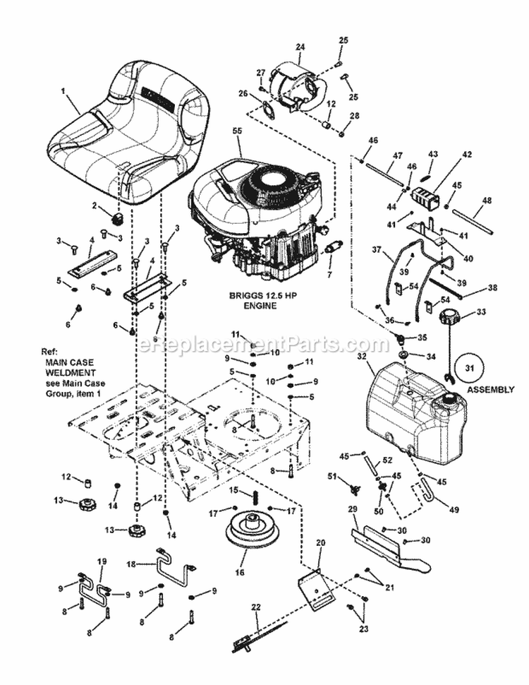 Engine Group Diagram and Parts List for 2812524BVE 7800785 Snapper Lawn Tractor