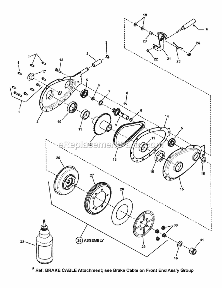 Primary Chain Case  Smooth Clutch Group Diagram and Parts List for 2812524BVE 7800785 Snapper Lawn Tractor
