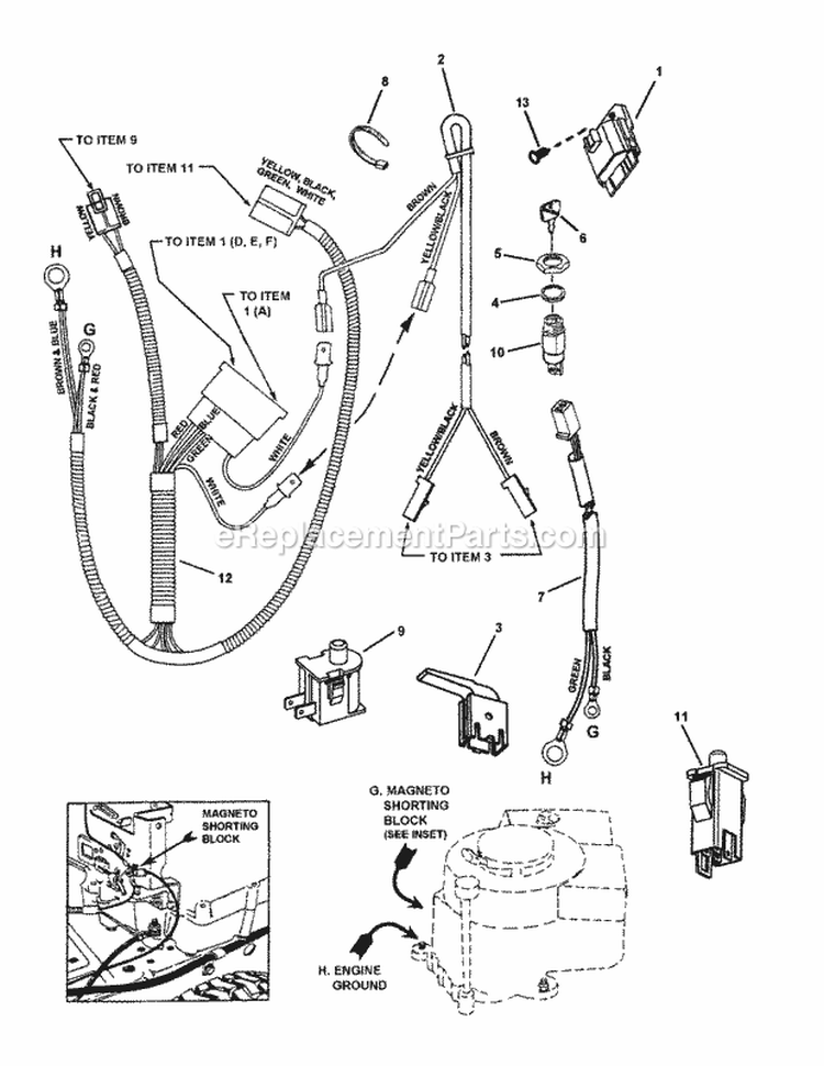 Electrical Group (115 Hp Briggs Recoil Start) Diagram and Parts List for 2811524BV 7800784 Snapper Lawn Tractor