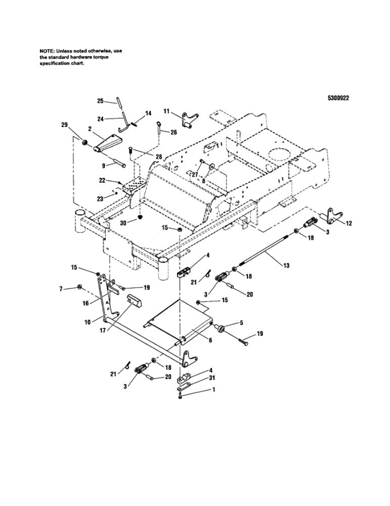 Deck Lift Diagram and Parts List for 5900709  Snapper Lawn Mower